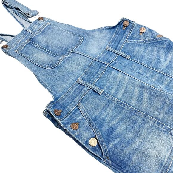 MADEWELL Stretch Denim Ripped-Knee Skinny Overalls in Faded Blue Wash Size S - Picture 2 of 6